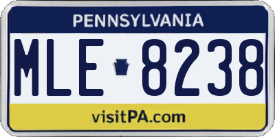 PA license plate MLE8238