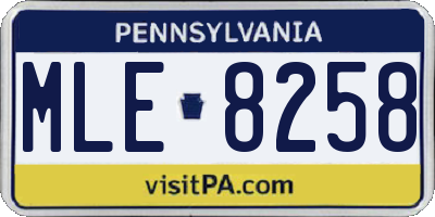 PA license plate MLE8258