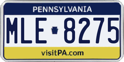PA license plate MLE8275