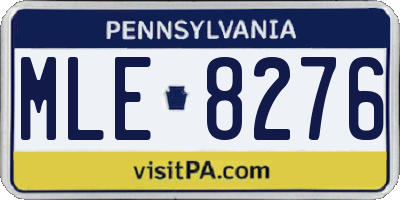 PA license plate MLE8276