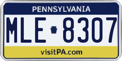 PA license plate MLE8307