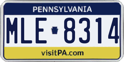 PA license plate MLE8314