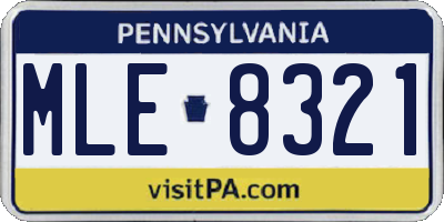PA license plate MLE8321