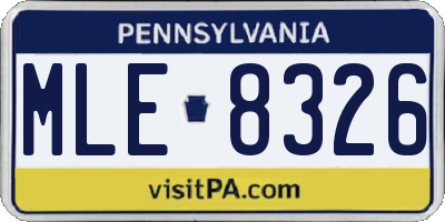 PA license plate MLE8326