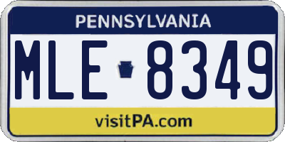 PA license plate MLE8349
