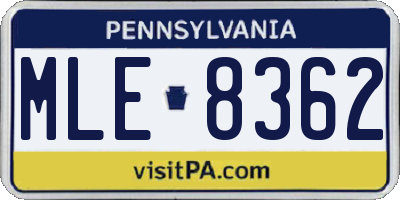 PA license plate MLE8362
