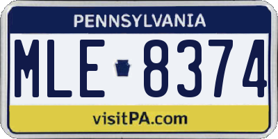 PA license plate MLE8374