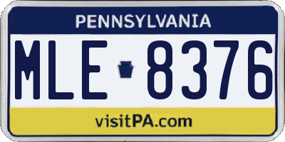 PA license plate MLE8376
