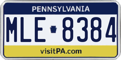 PA license plate MLE8384