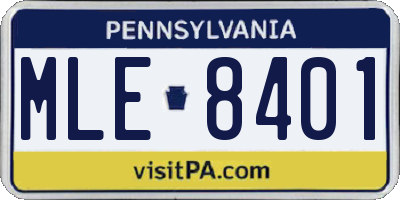 PA license plate MLE8401
