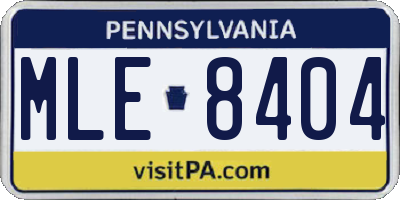 PA license plate MLE8404