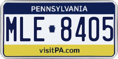 PA license plate MLE8405