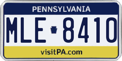 PA license plate MLE8410