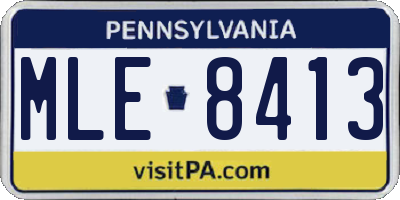 PA license plate MLE8413
