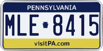 PA license plate MLE8415