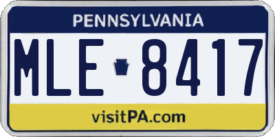 PA license plate MLE8417