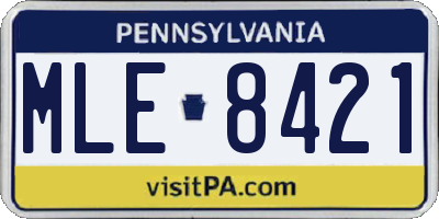PA license plate MLE8421