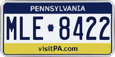 PA license plate MLE8422