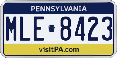 PA license plate MLE8423