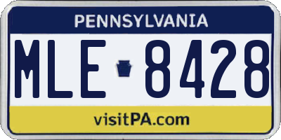 PA license plate MLE8428