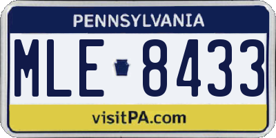 PA license plate MLE8433