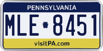 PA license plate MLE8451