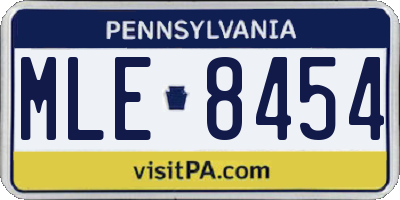 PA license plate MLE8454