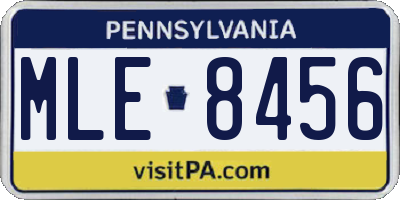 PA license plate MLE8456