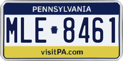 PA license plate MLE8461