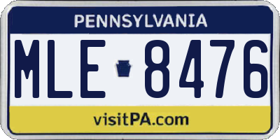 PA license plate MLE8476