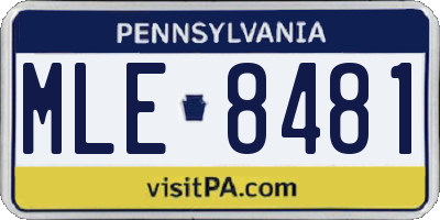 PA license plate MLE8481
