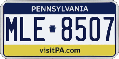 PA license plate MLE8507