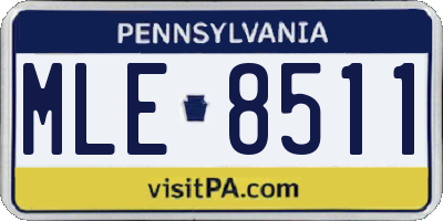 PA license plate MLE8511