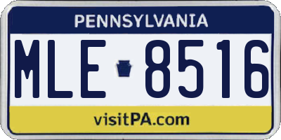 PA license plate MLE8516