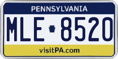 PA license plate MLE8520