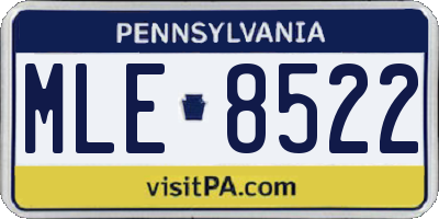 PA license plate MLE8522