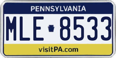 PA license plate MLE8533