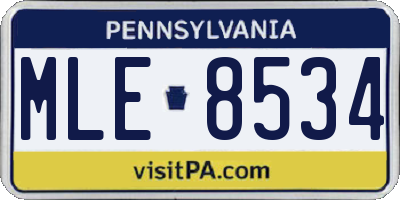 PA license plate MLE8534
