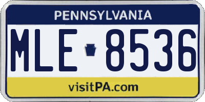 PA license plate MLE8536