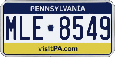 PA license plate MLE8549