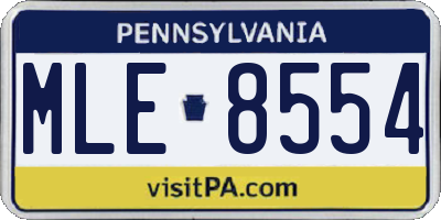 PA license plate MLE8554