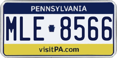 PA license plate MLE8566