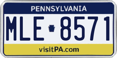 PA license plate MLE8571