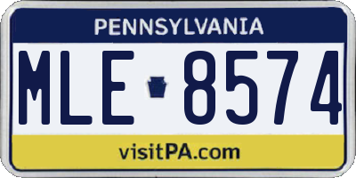 PA license plate MLE8574