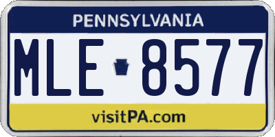 PA license plate MLE8577