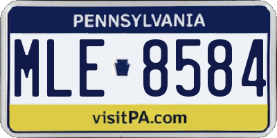 PA license plate MLE8584