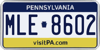PA license plate MLE8602