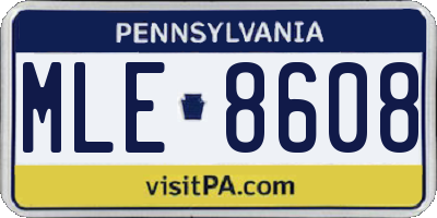 PA license plate MLE8608
