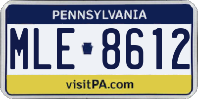 PA license plate MLE8612