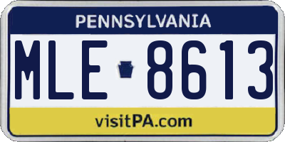 PA license plate MLE8613